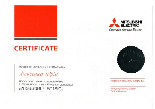 Сертификат MITSUBISHI Сертификат
